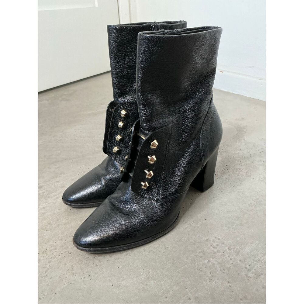 Balenciega Leather Studded Boots | Black In 36.5
